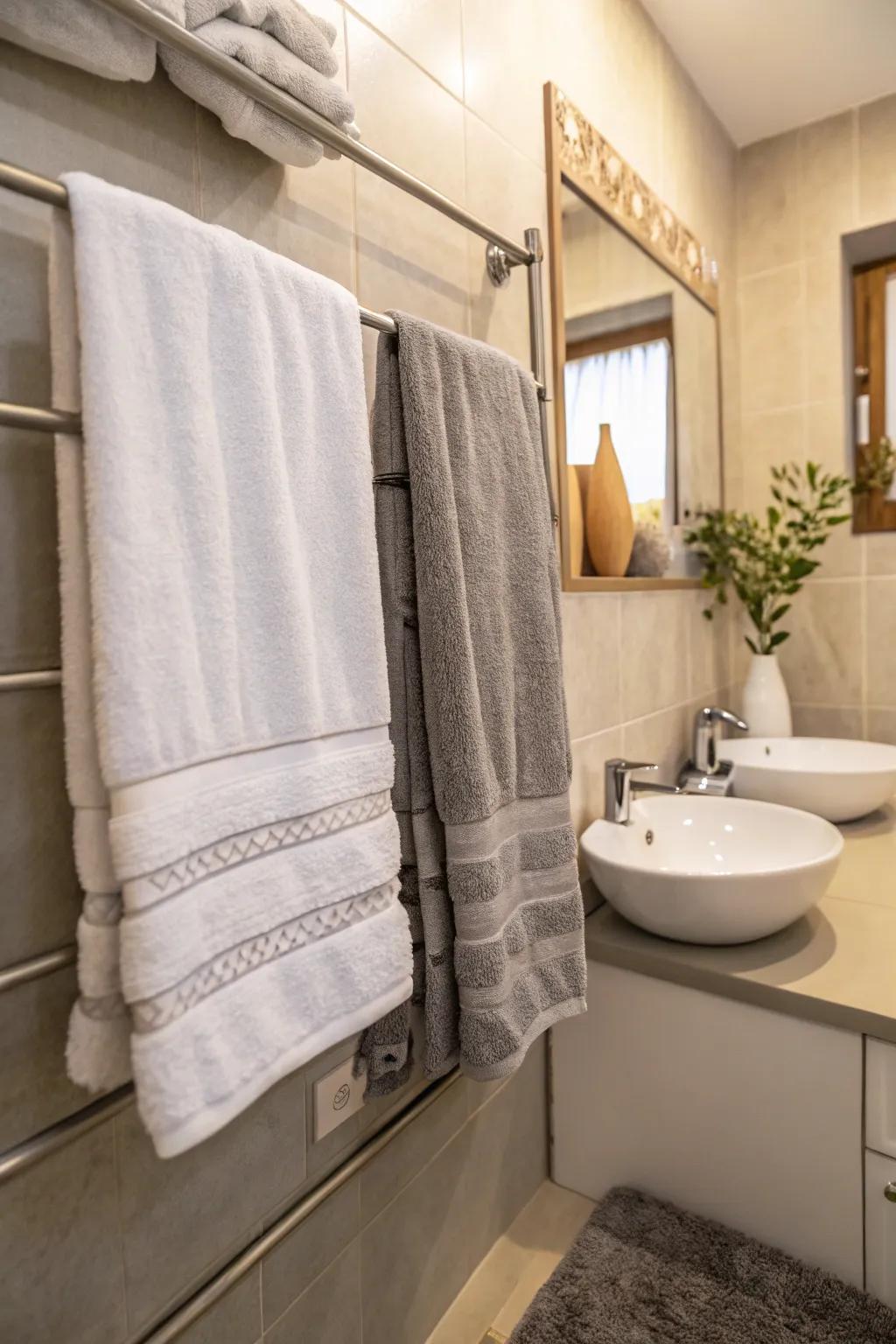 Elegant towels add luxury and surface detail.