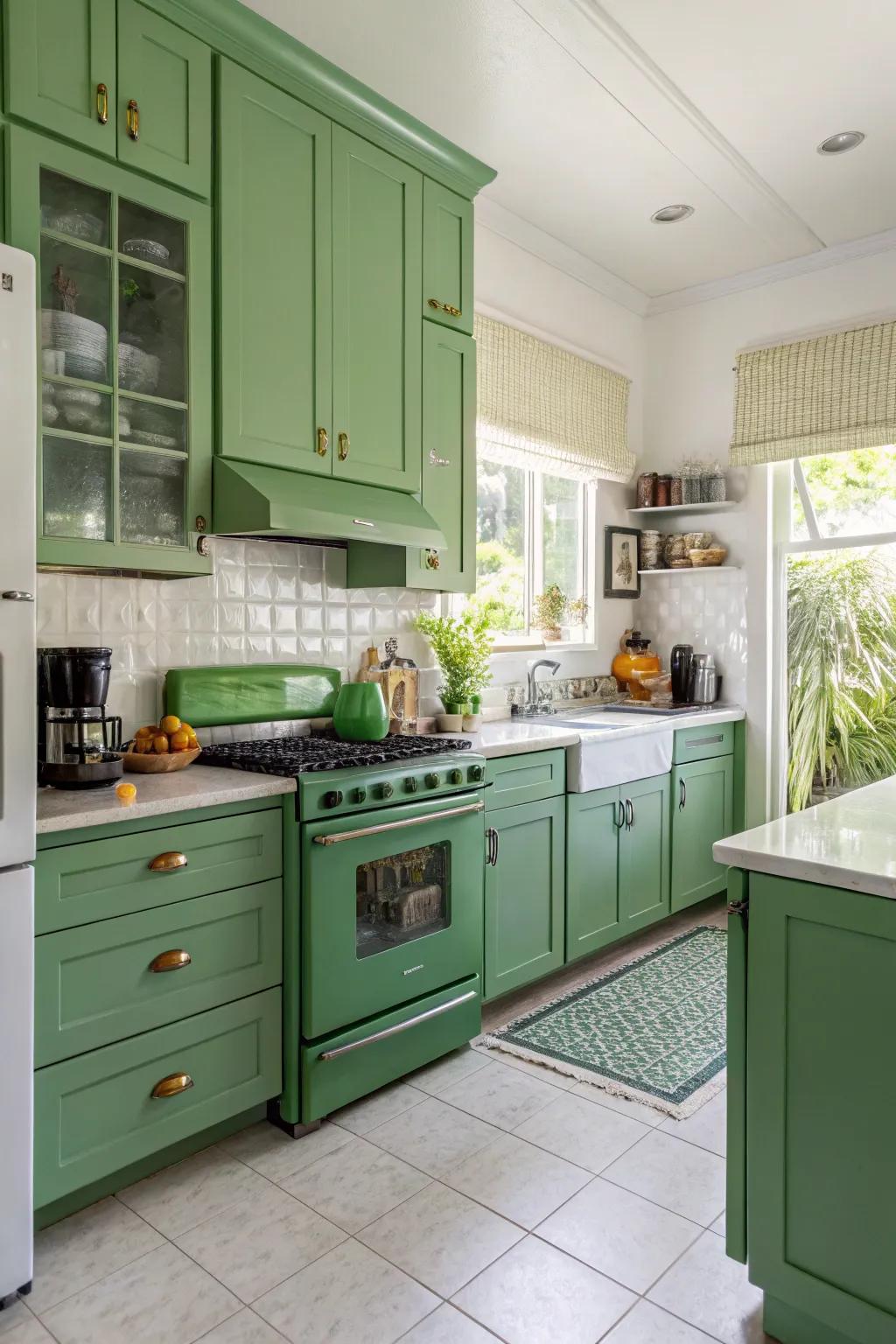 Green home devices lightly reinforcing the chosen color layout.