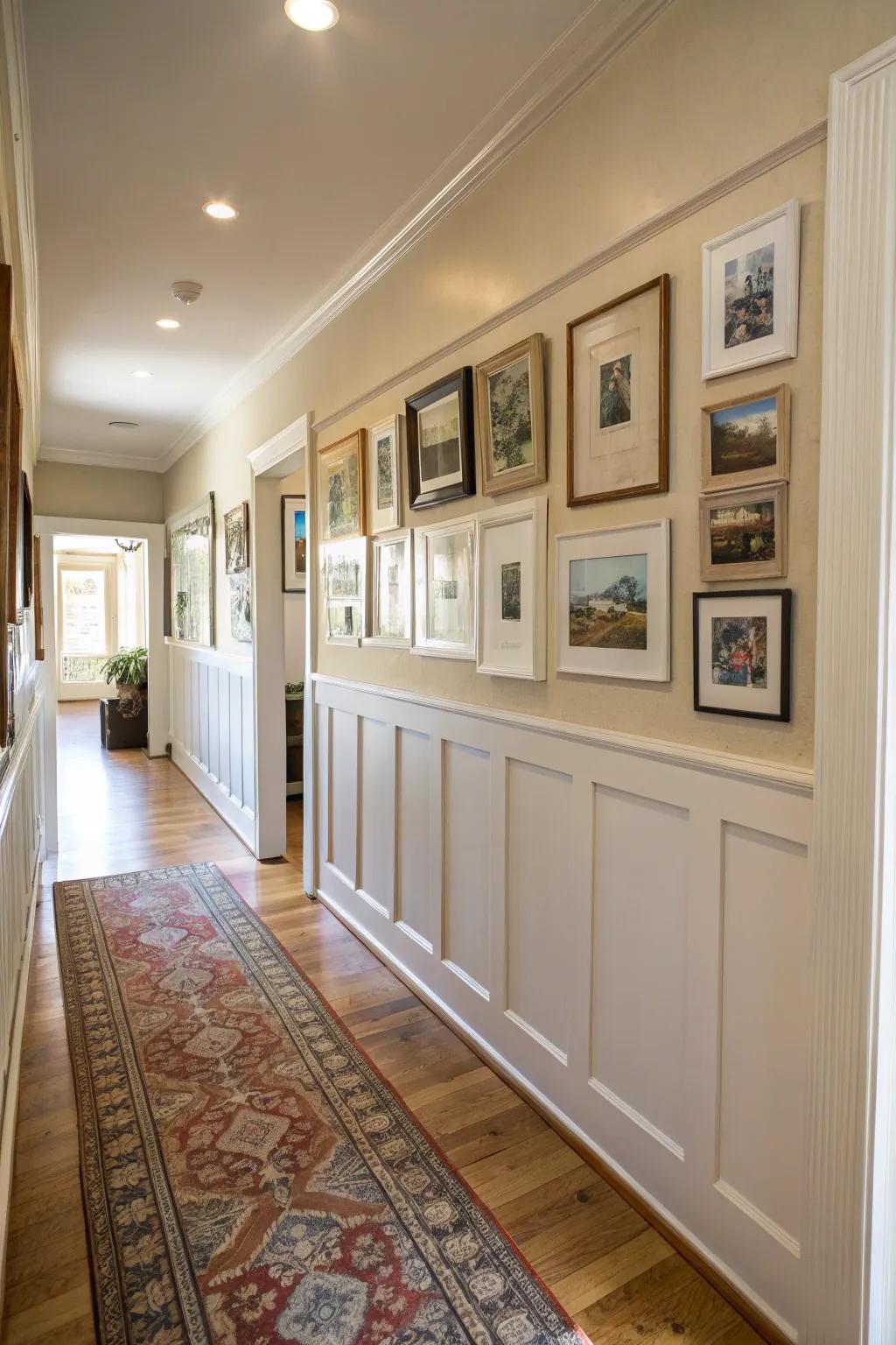 Showcase art with a ornamental display rail.
