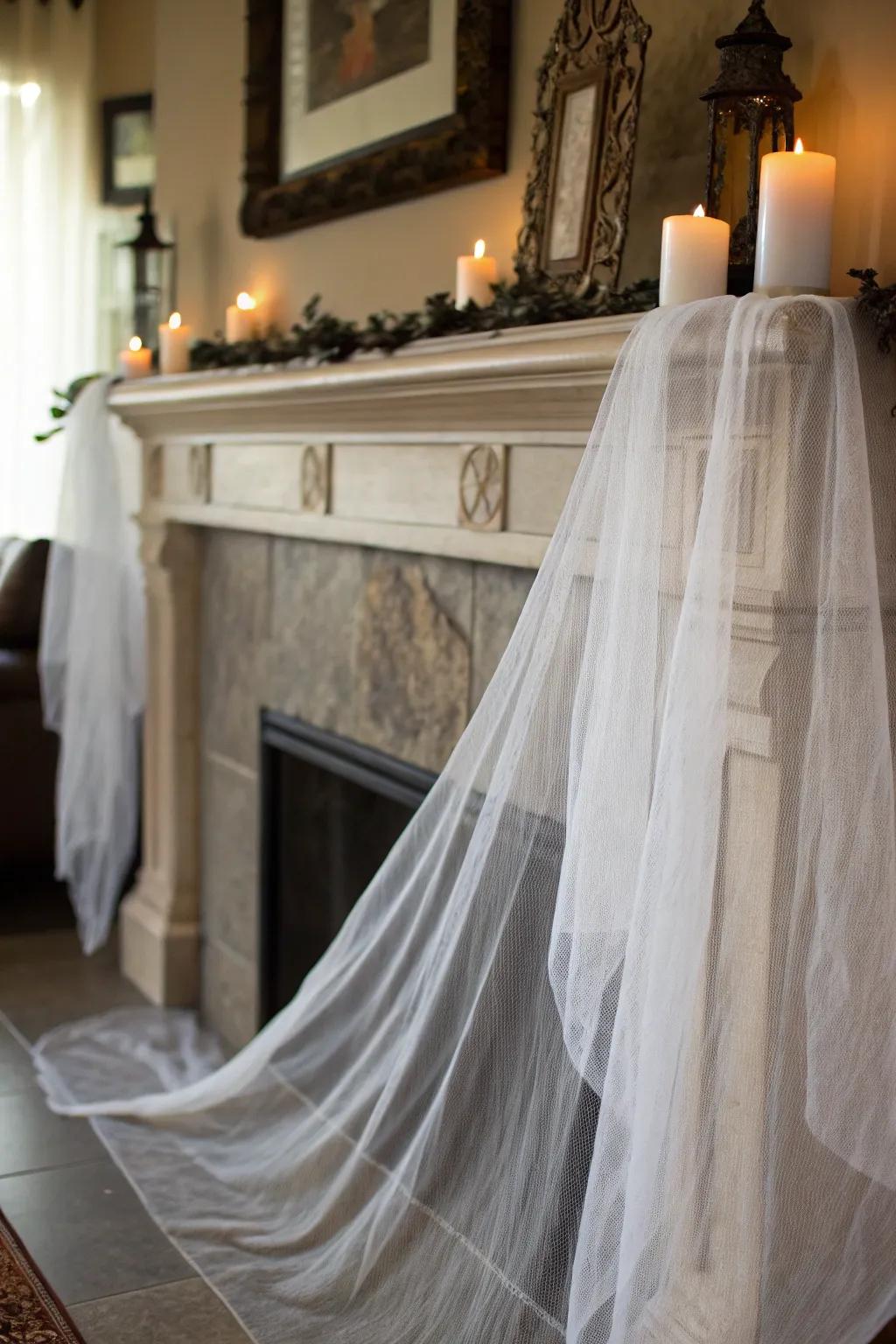 Sheer covers impart an ethereal nuance to Halloween presentation.
