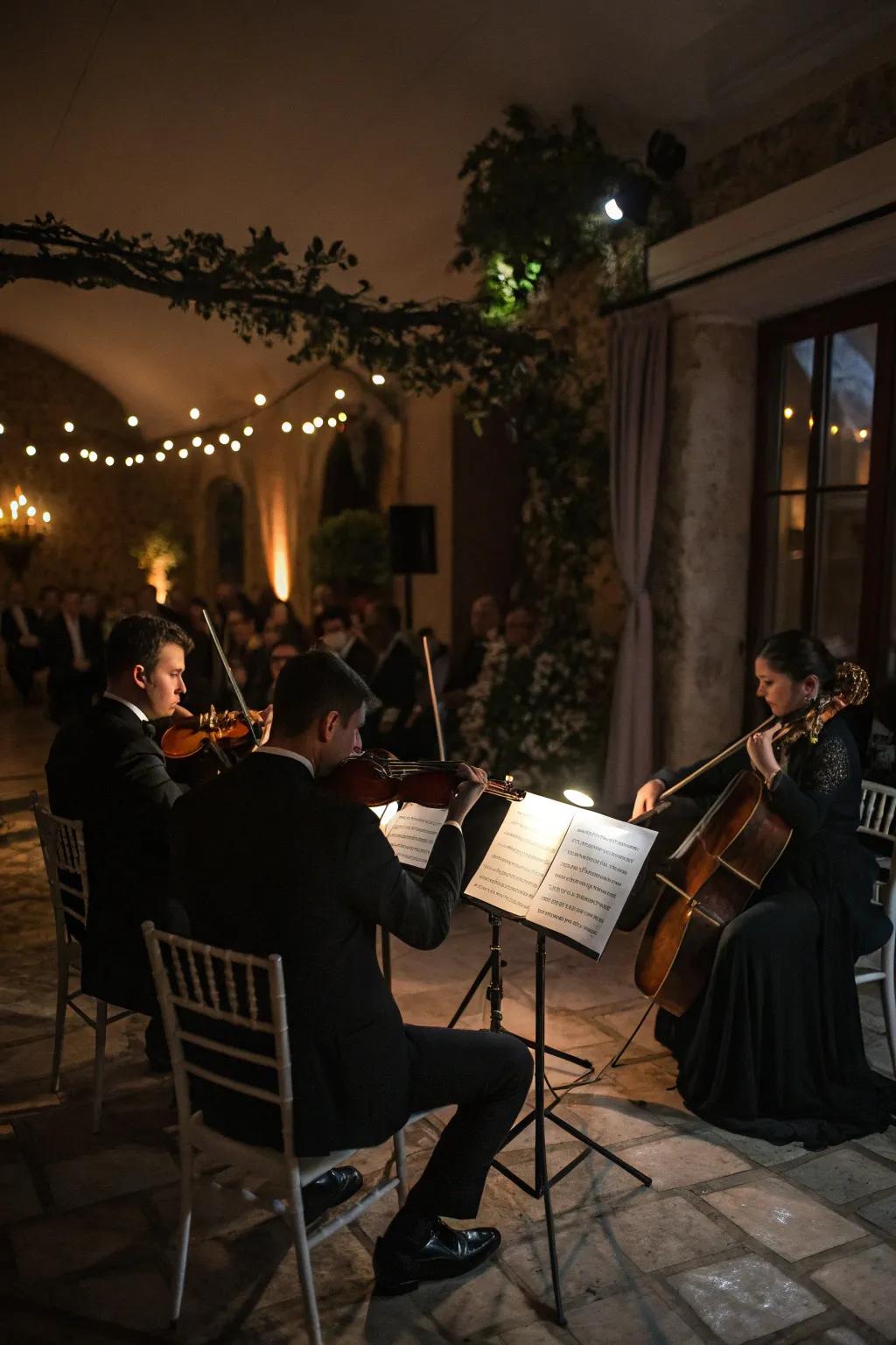 Mystical melodies elevate the wedding's atmosphere.
