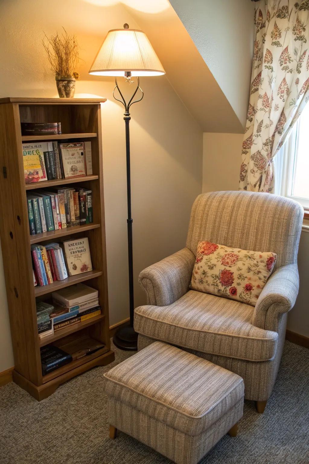 A reading nook provides a peaceful escape within your home.