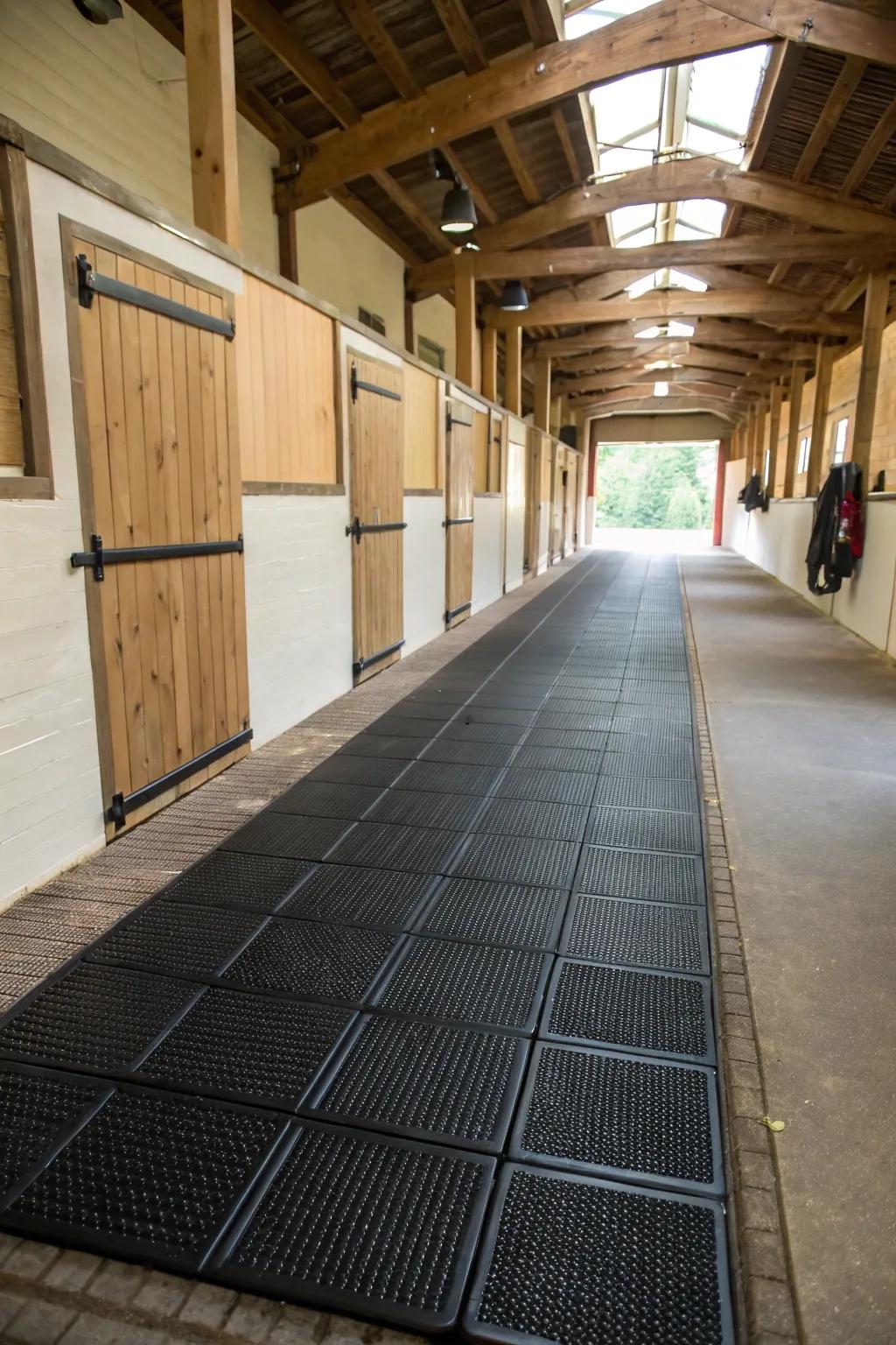 SwiftLay rubber provide a practical, cushioned flooring fix for barn walkways.
