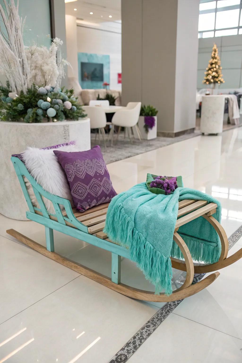 A sled enhanced with unexpected and fashionable hue accents