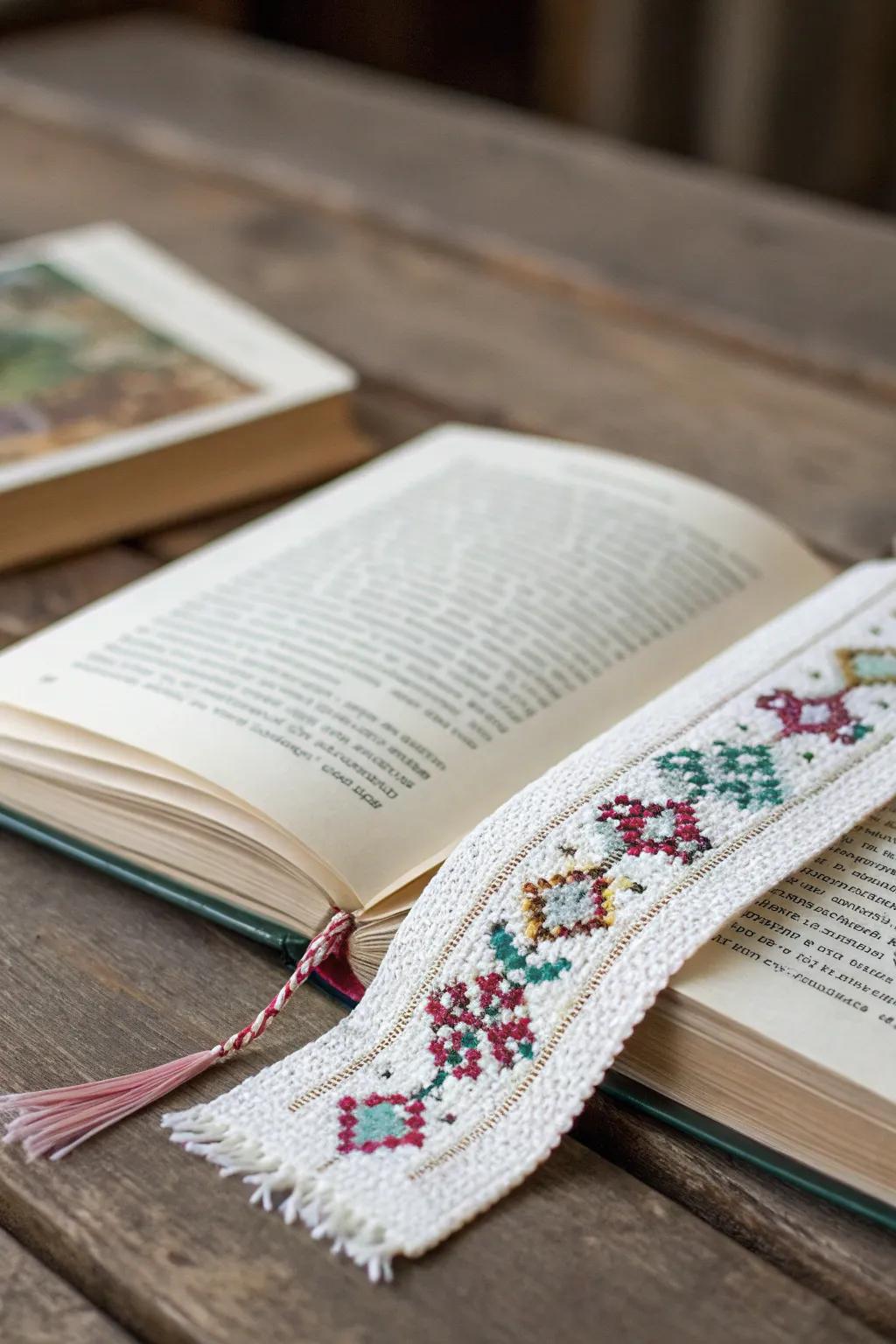 Cross-stitch page markers add a personal touch to your reading.