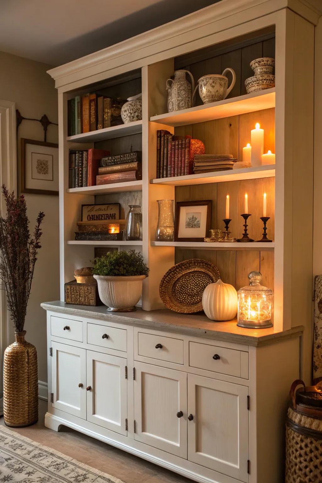 Functional items beautifully presented on this hutch.
