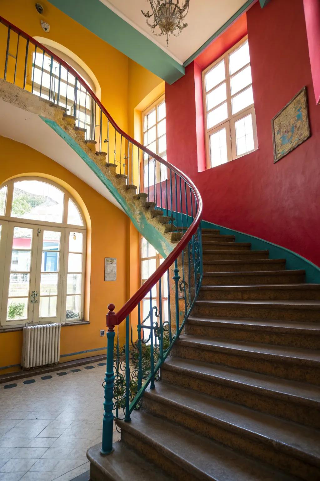Bold colored railings infuse personality into your space.