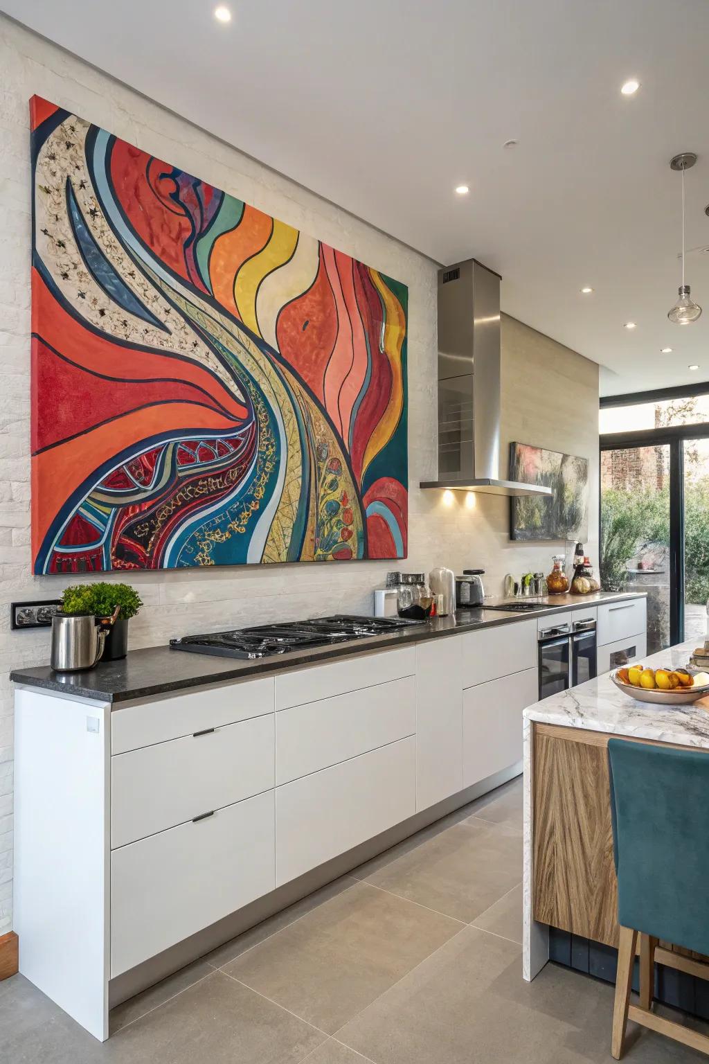 Abstract art can inject modernity, energy, and visual interest into your kitchen's decor.