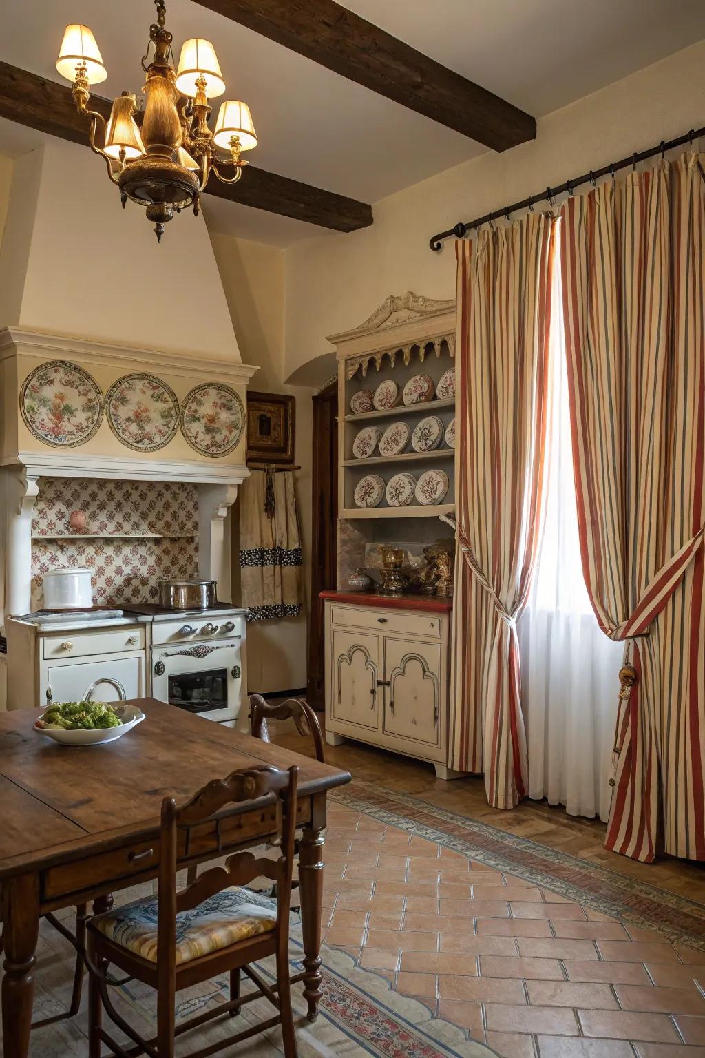 Striped panels add a classic touch to any kitchen.