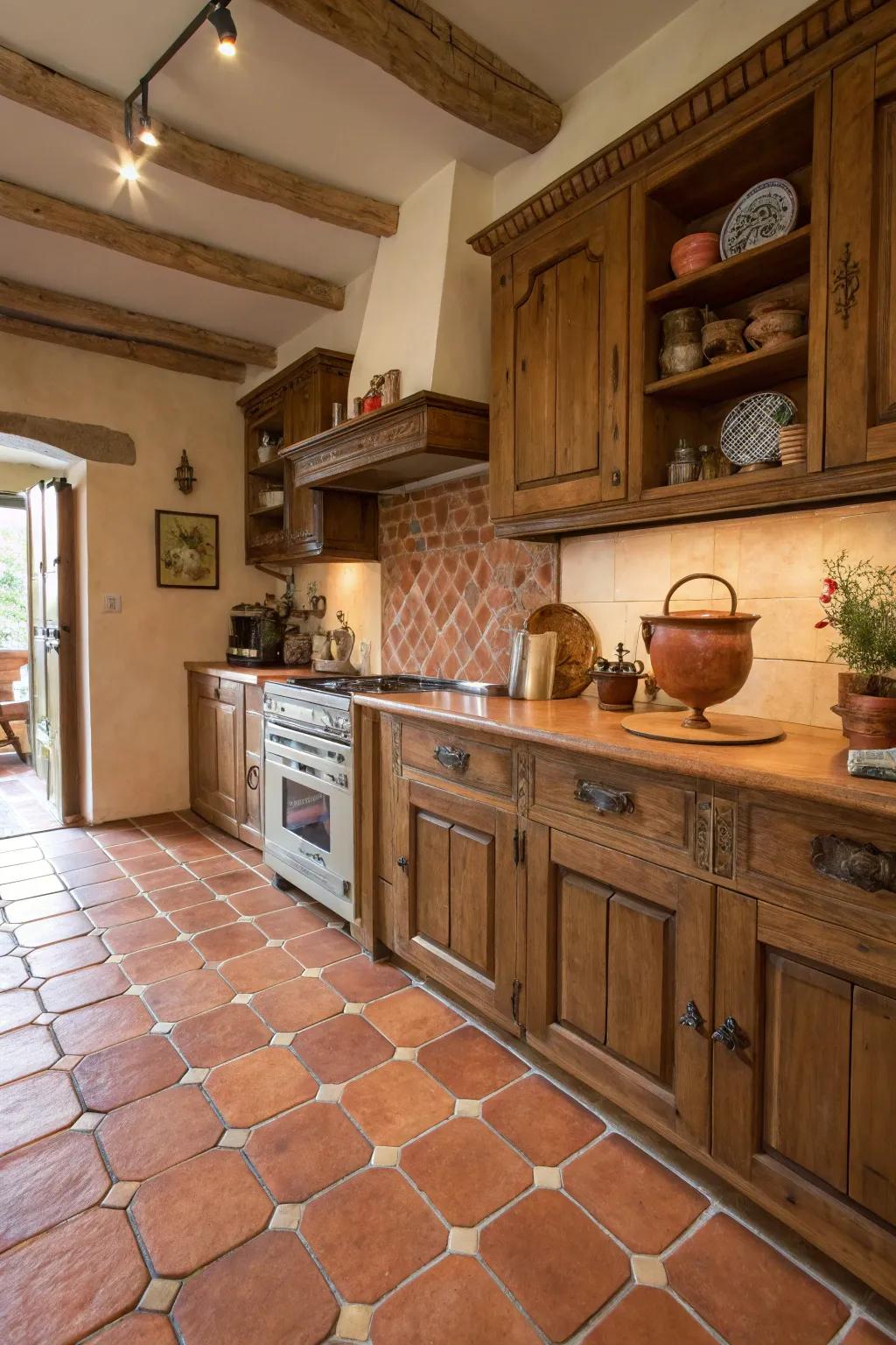Terra-cotta tiles evoke warmth and charisma.