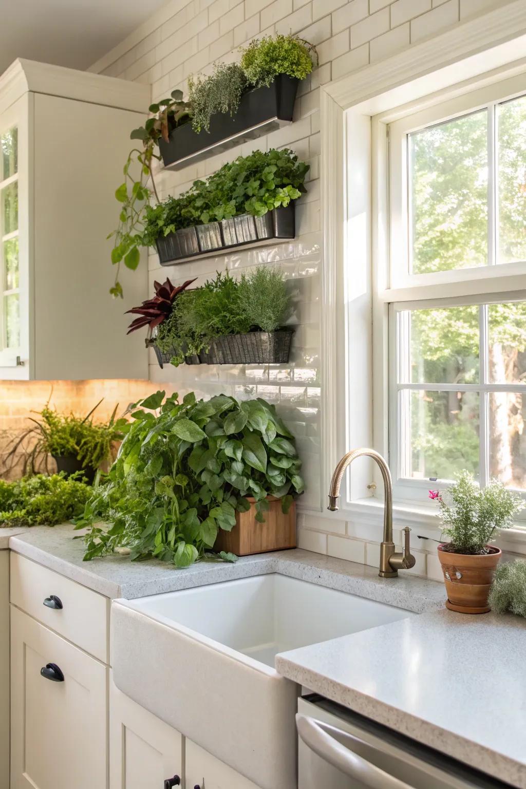 Add a refreshing touch with a vegetative rear panel.
