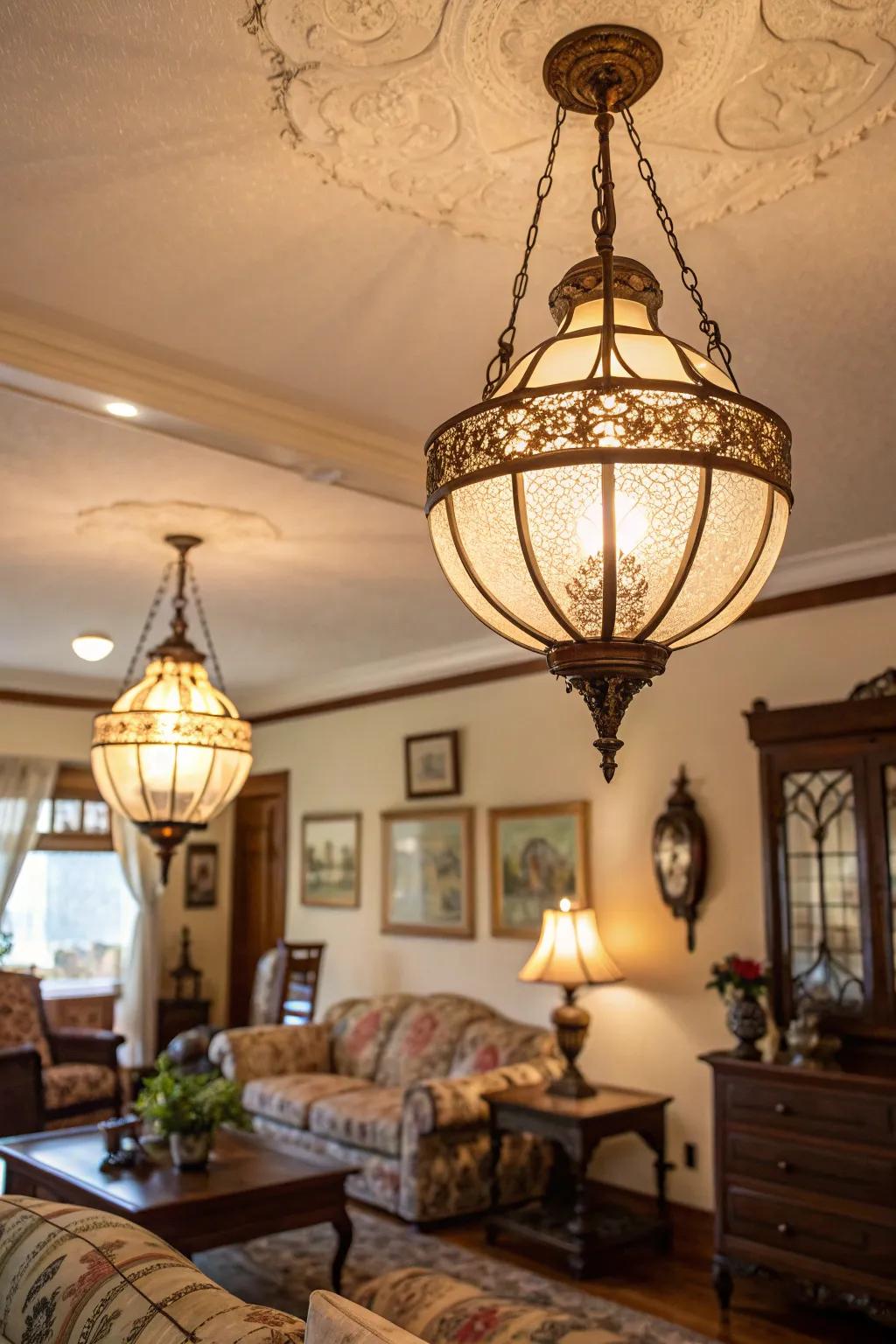 Vintage-inspired fixtures add charm and a touch of nostalgia.