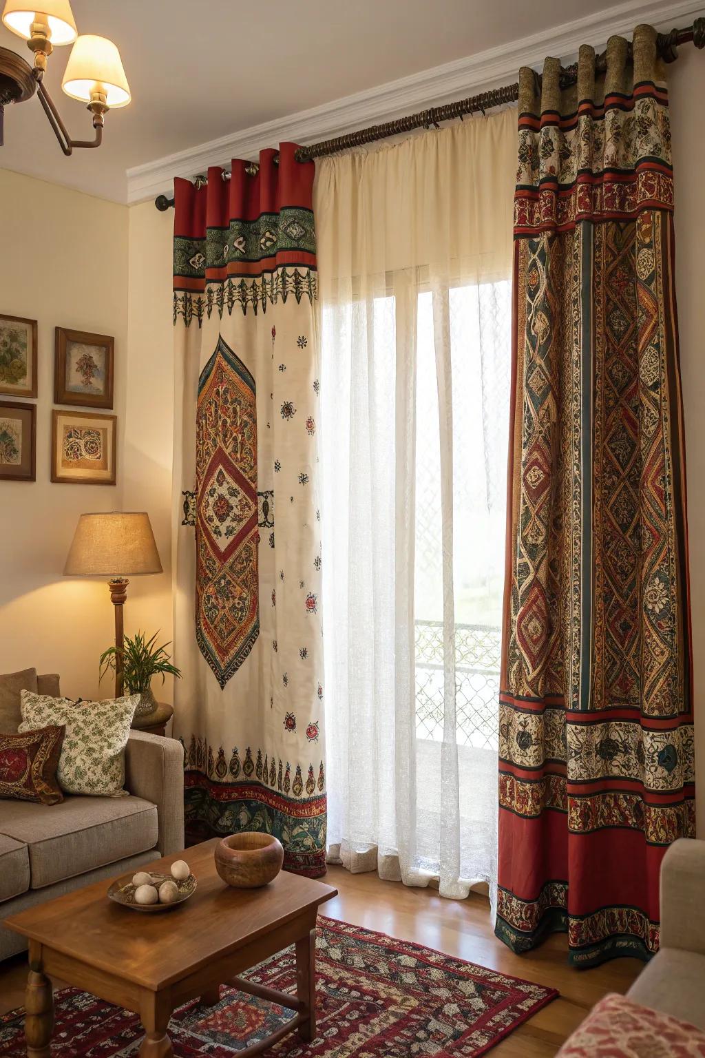 Cultural materials impart global charm to your living area.