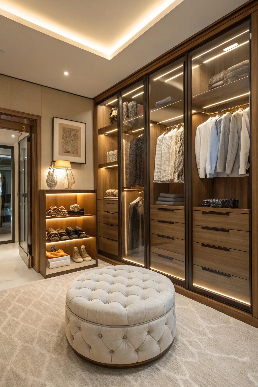 Comfortable seating crafting a relaxing dressing area.