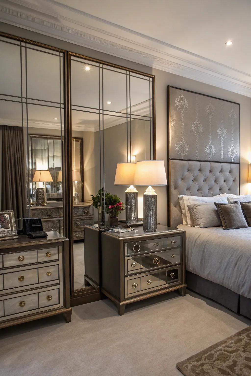Mirrors as architectural features create an illusion of height and grandeur.