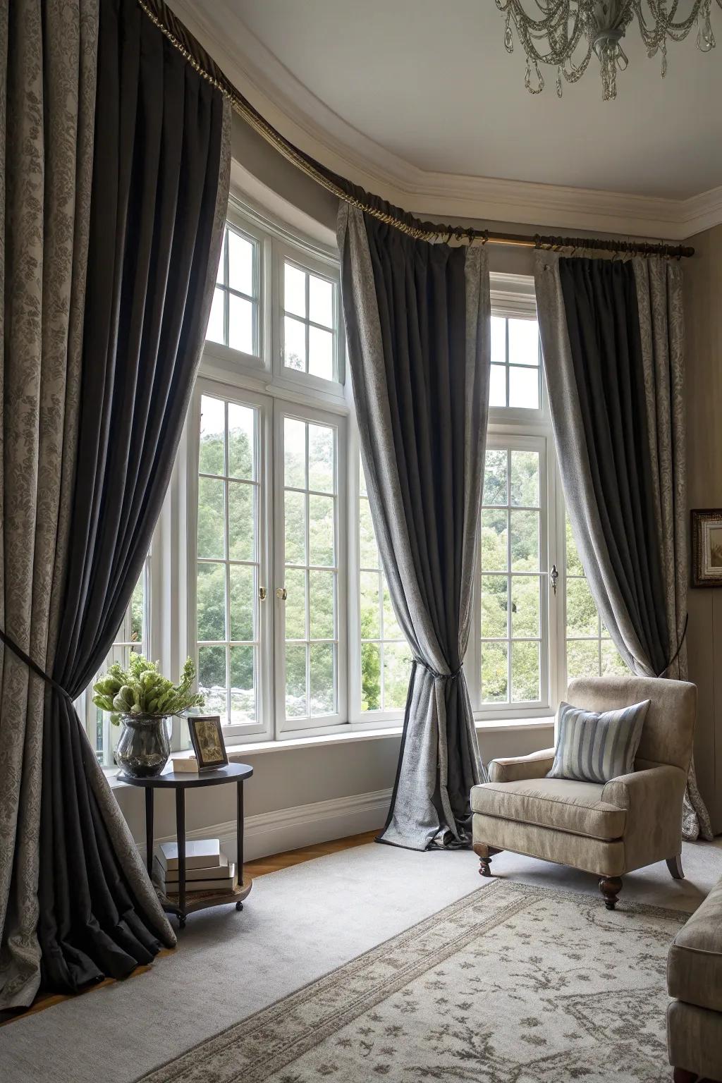 Tasteful window coverings provide elegance and light control.