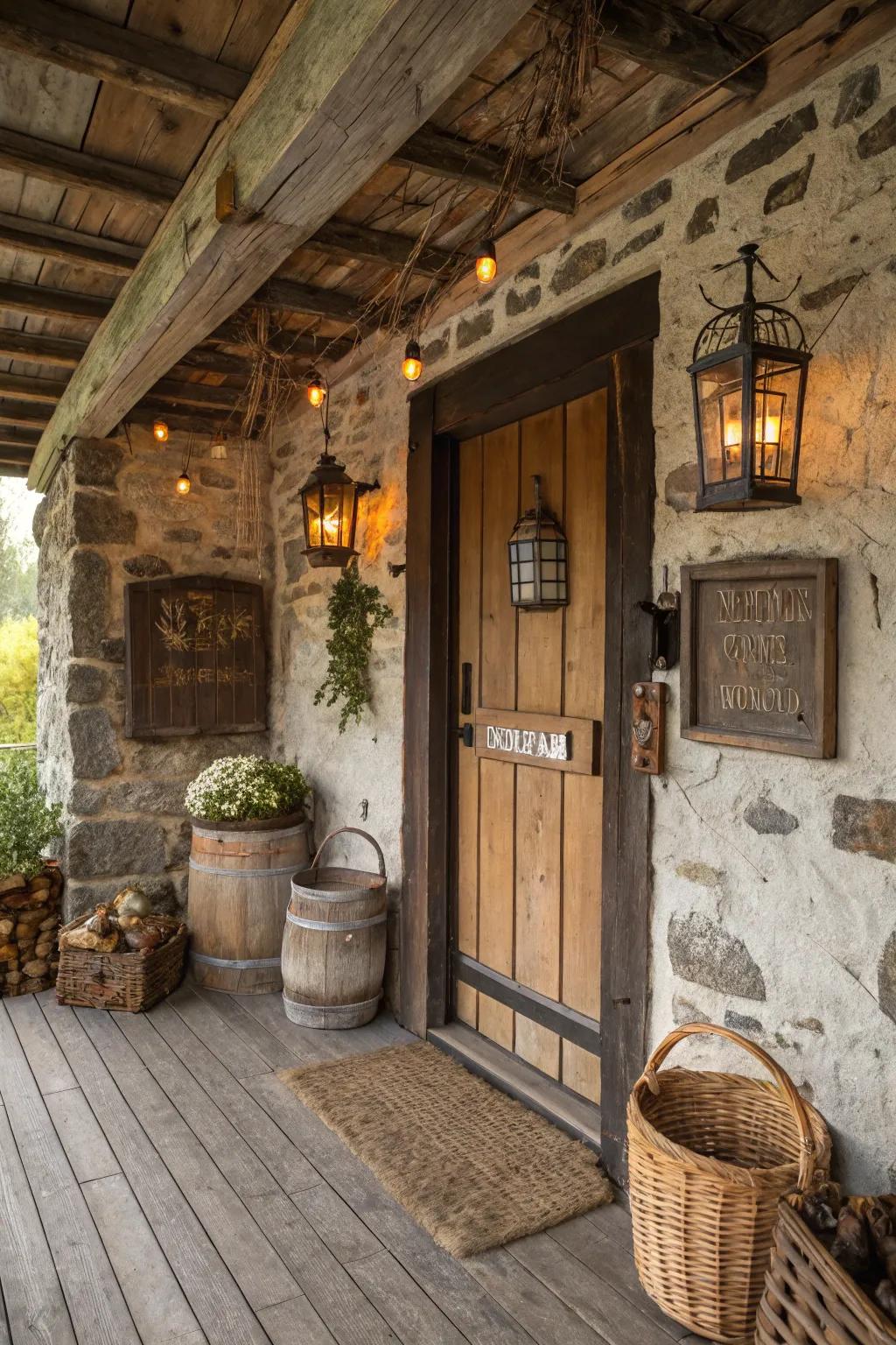 Candle lanterns create a warm and inviting glow.