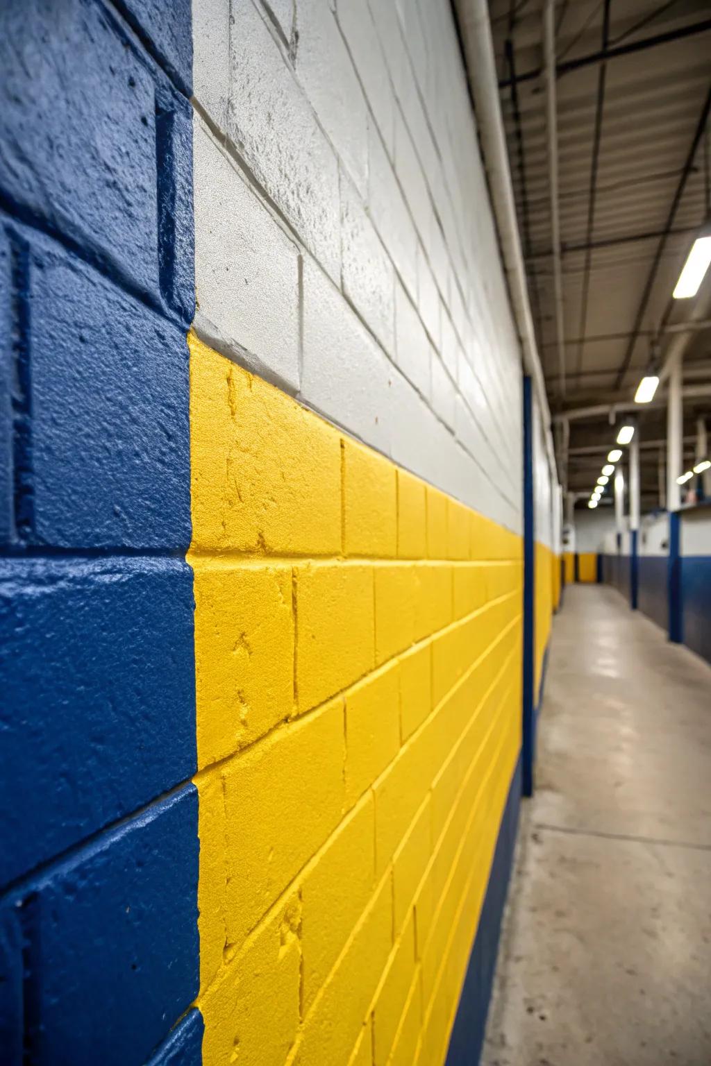 A dichromatic half wall delivers vibrant contrast and appeal.