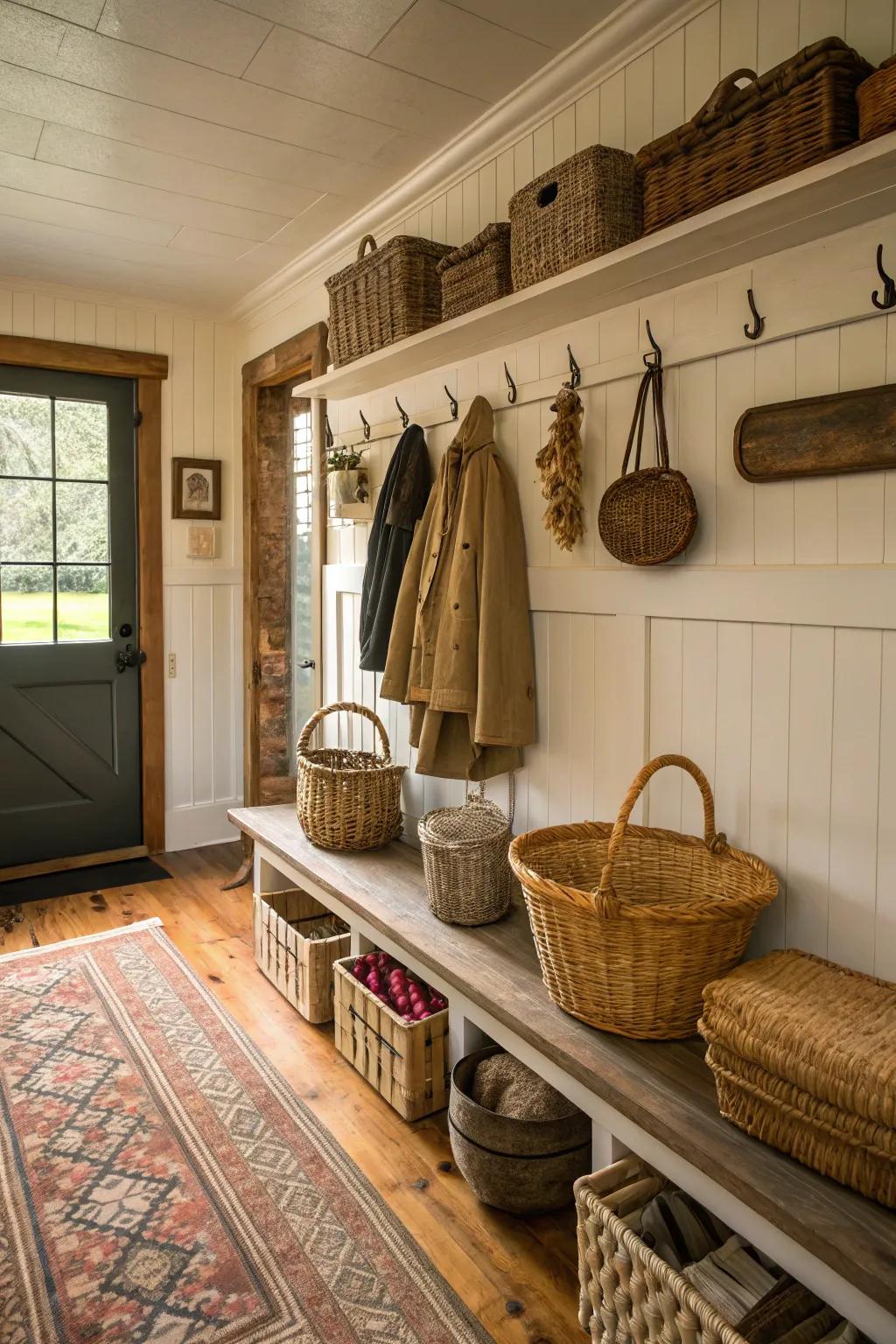 Retro accessories add character to your mudroom.