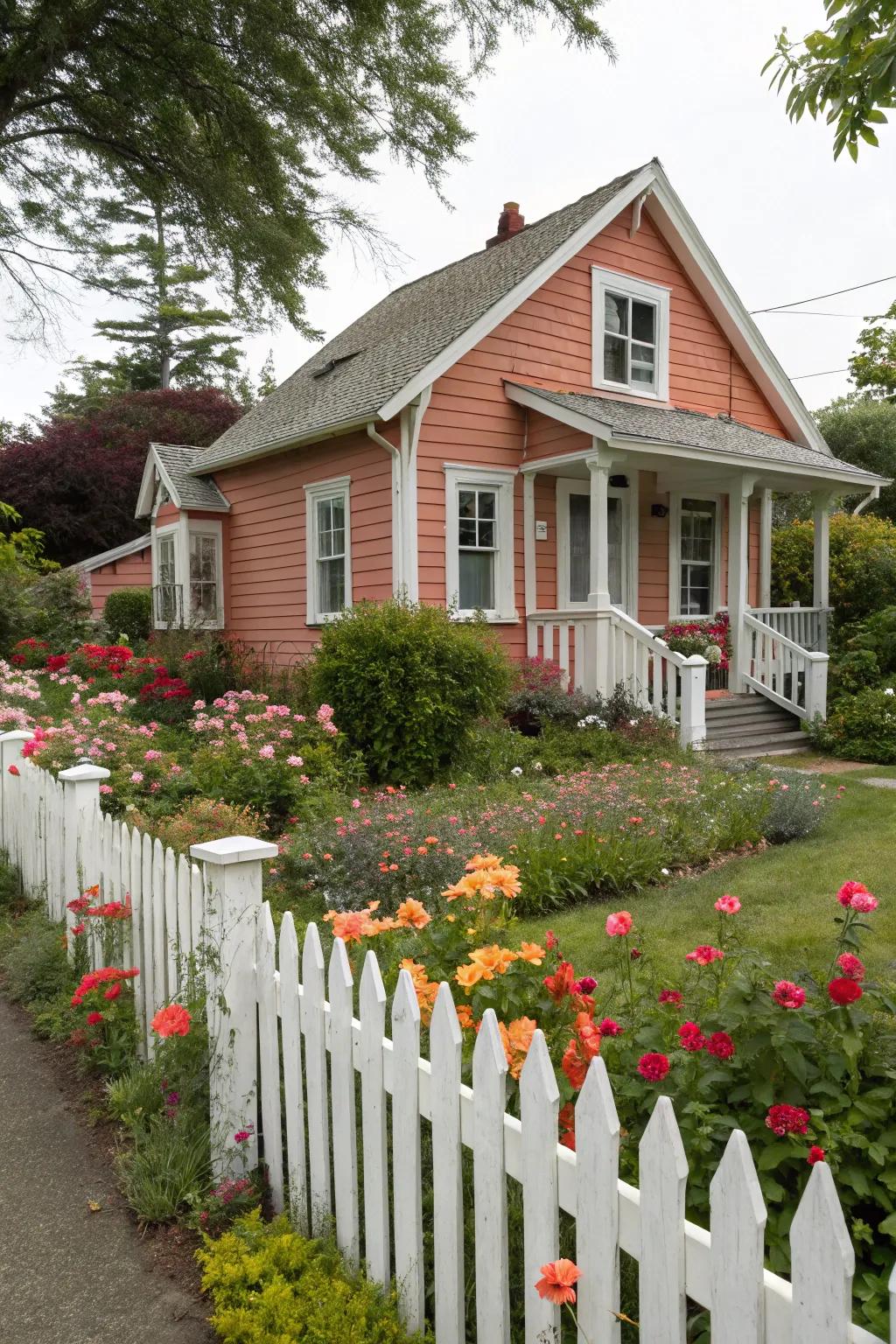 Coral and white blend for a spirited, playful façade.