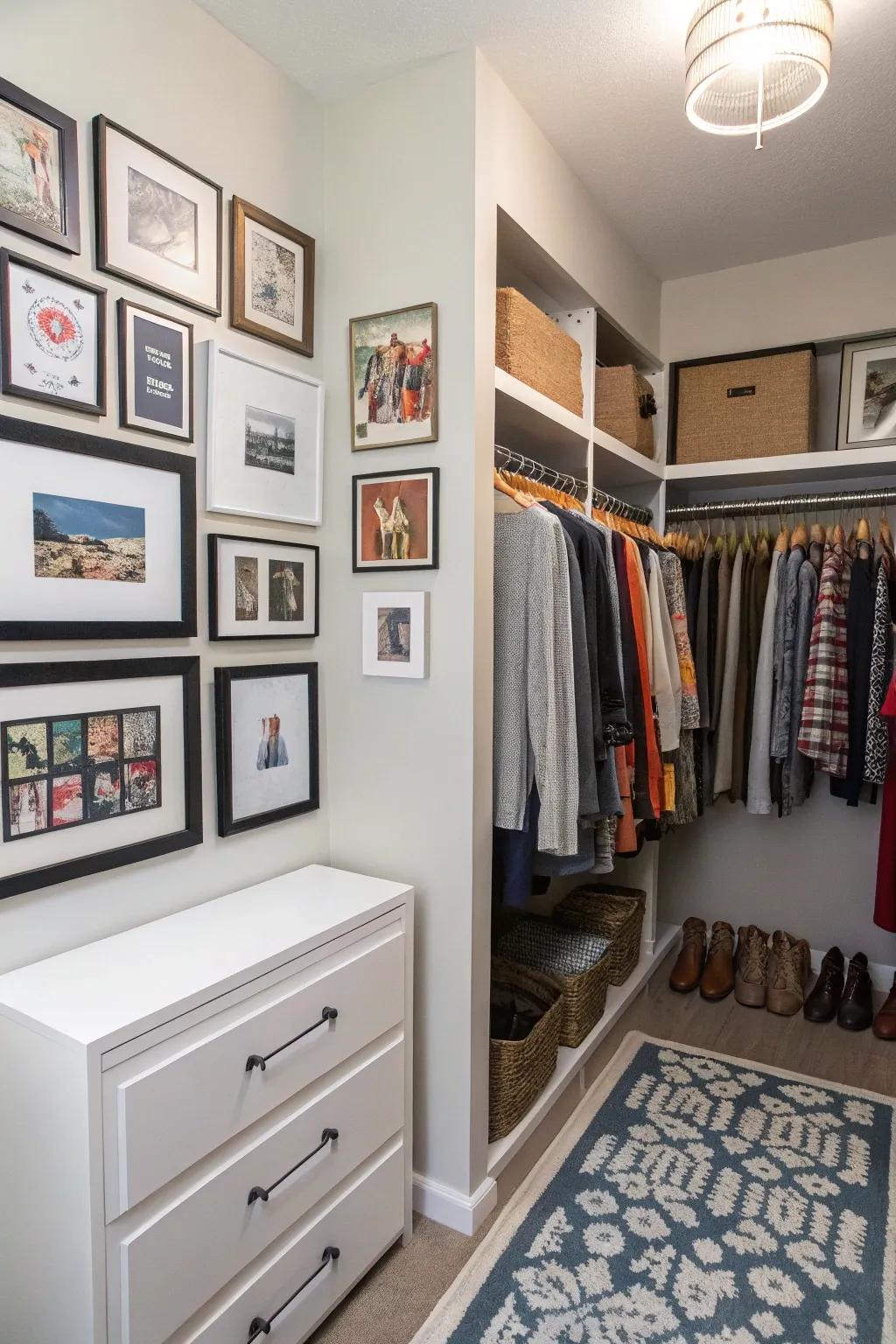 A display wall personalizes your closet.