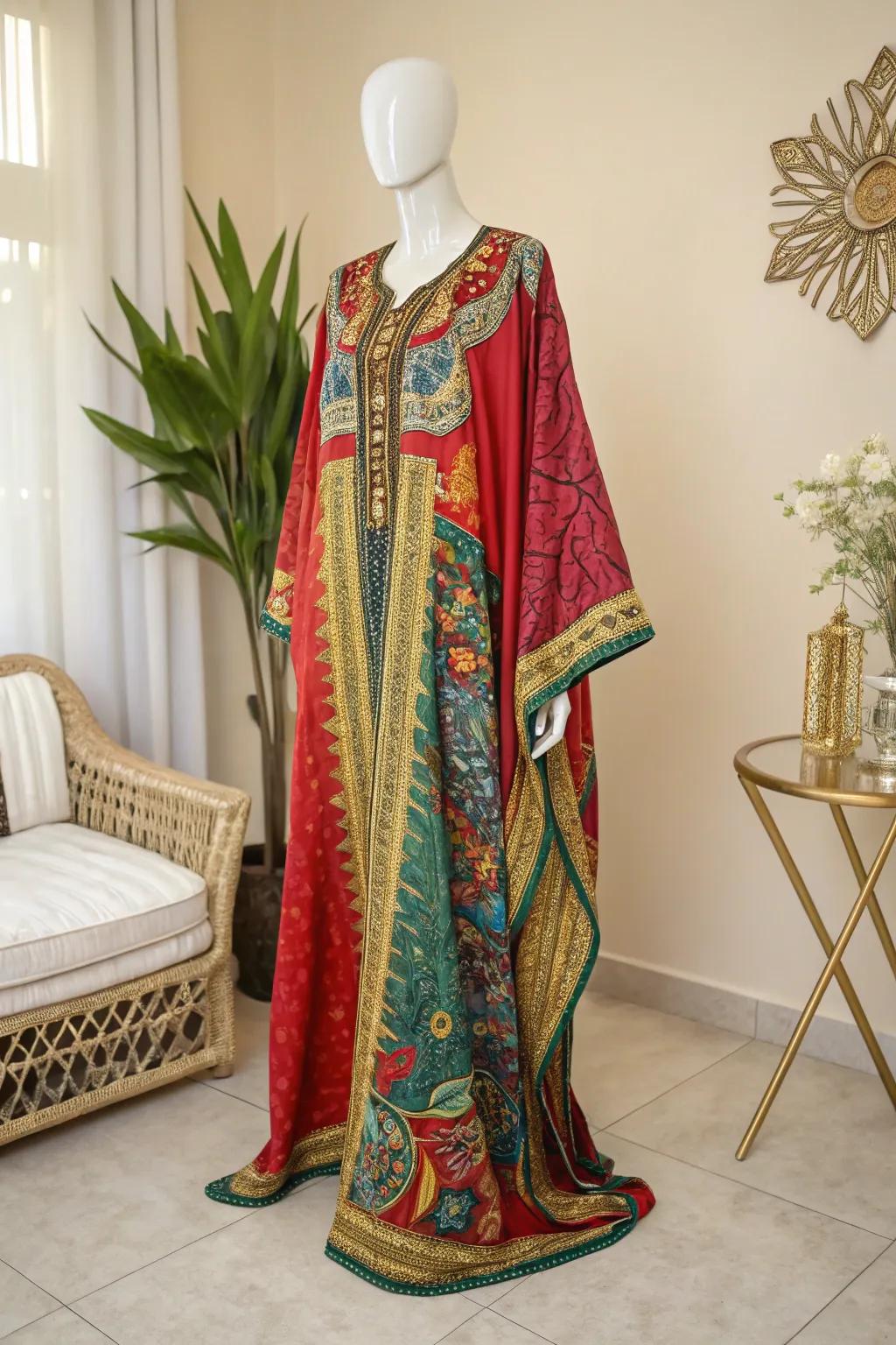 A stunning Moroccan kaftan offering a blend of comfort and style.