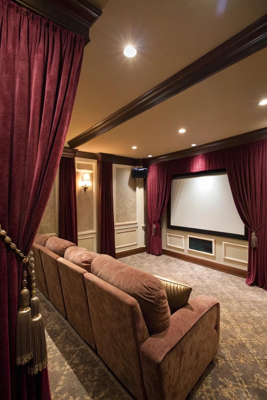 Blackout curtains guarantee an immersive, uninterrupted cinematic experience.