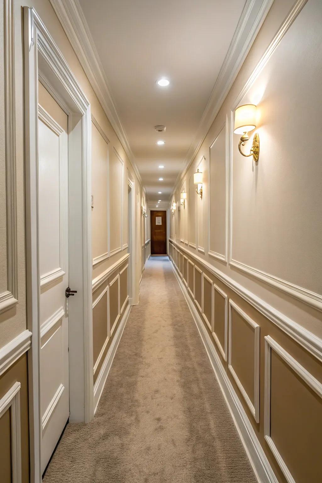 Continuous shade on walls and trim establishes a seamless, expansive aesthetic.