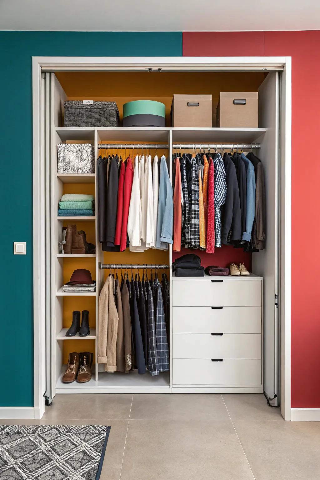A closet with an eye-catching background