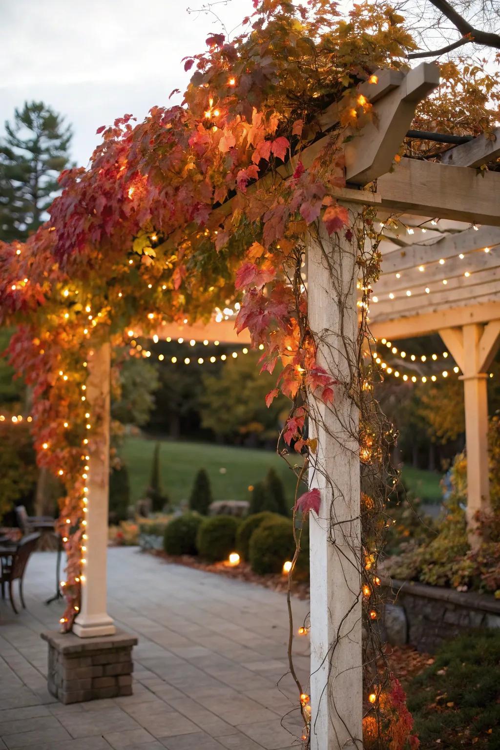 A foliage-covered pergola creates a captivating spot for visitors.