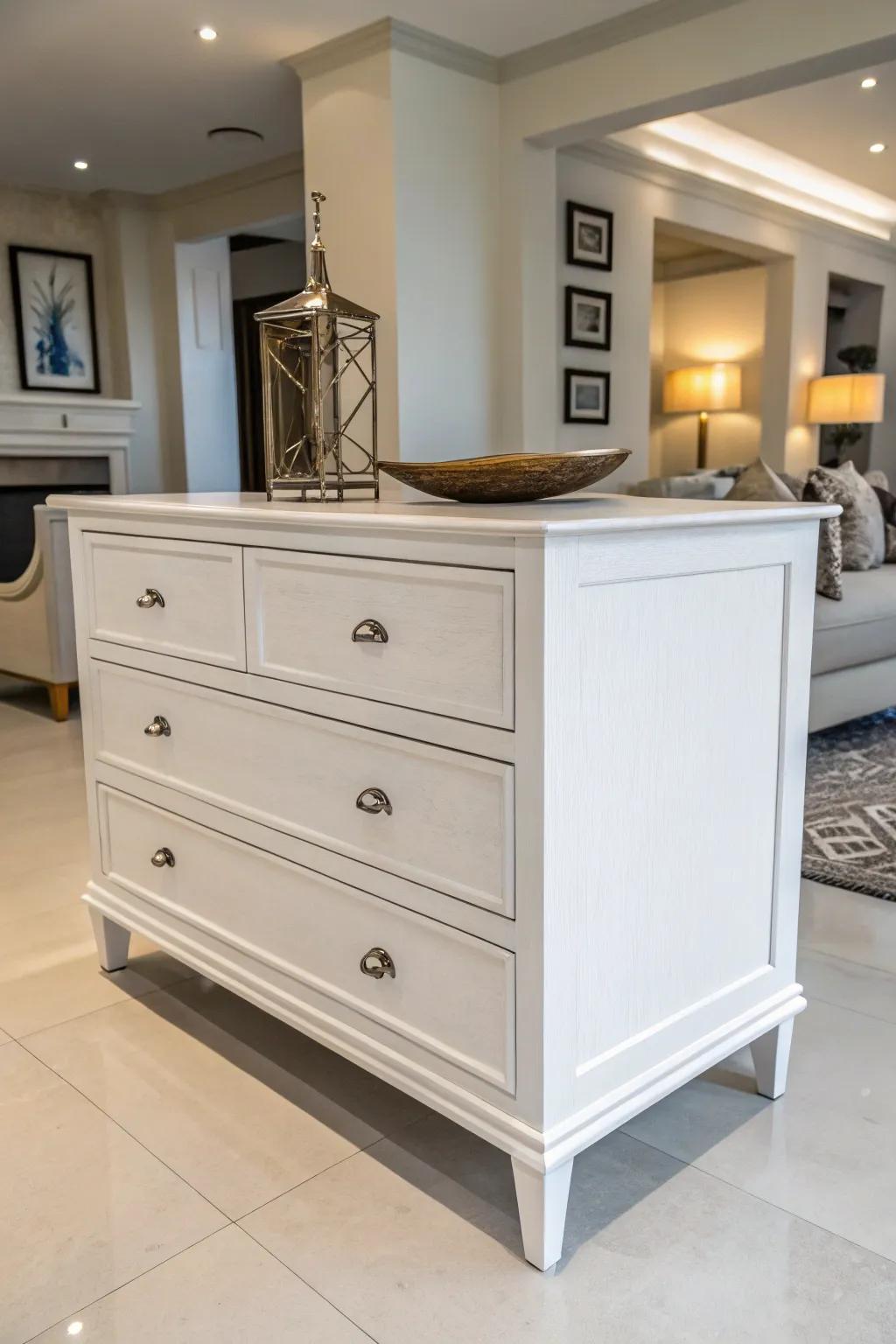 Minimalist grace with a clean ivory finish.