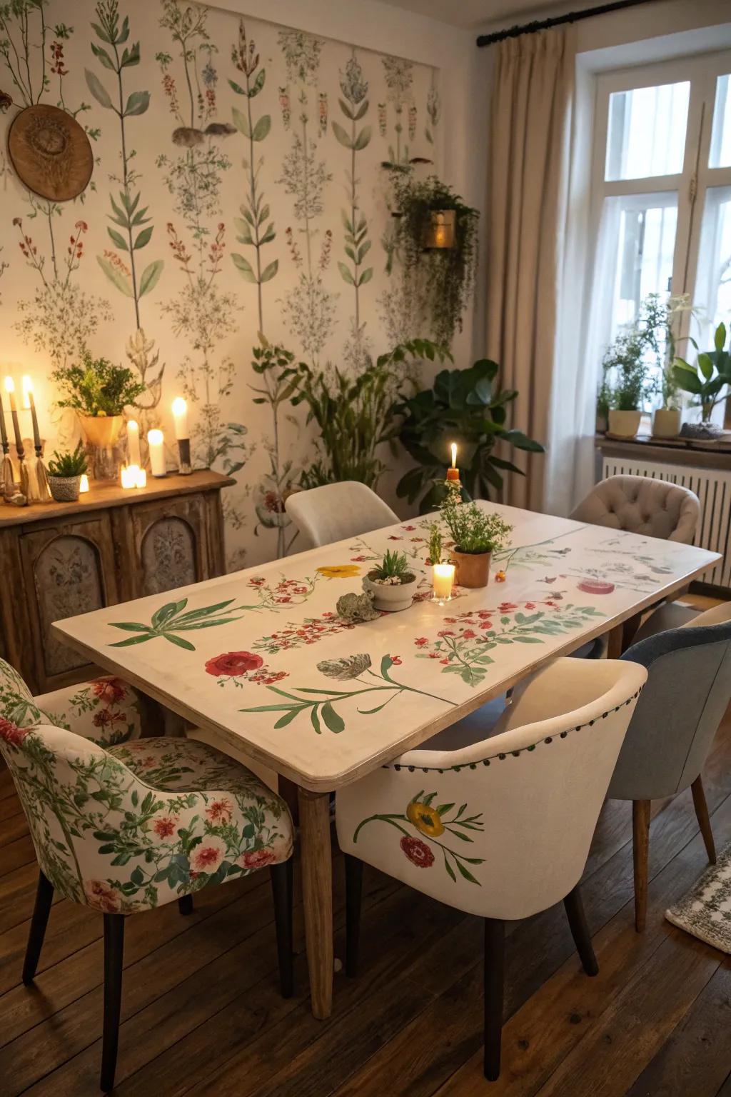 Blossom details add a quirky, fresh touch to your dining table.
