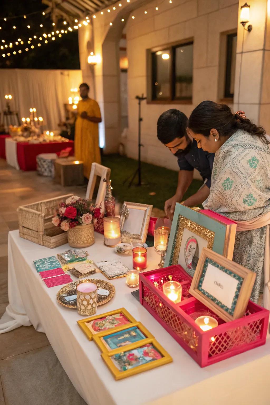 Personalized mementos furnishing meaningful recollections of a rice-feeding party.