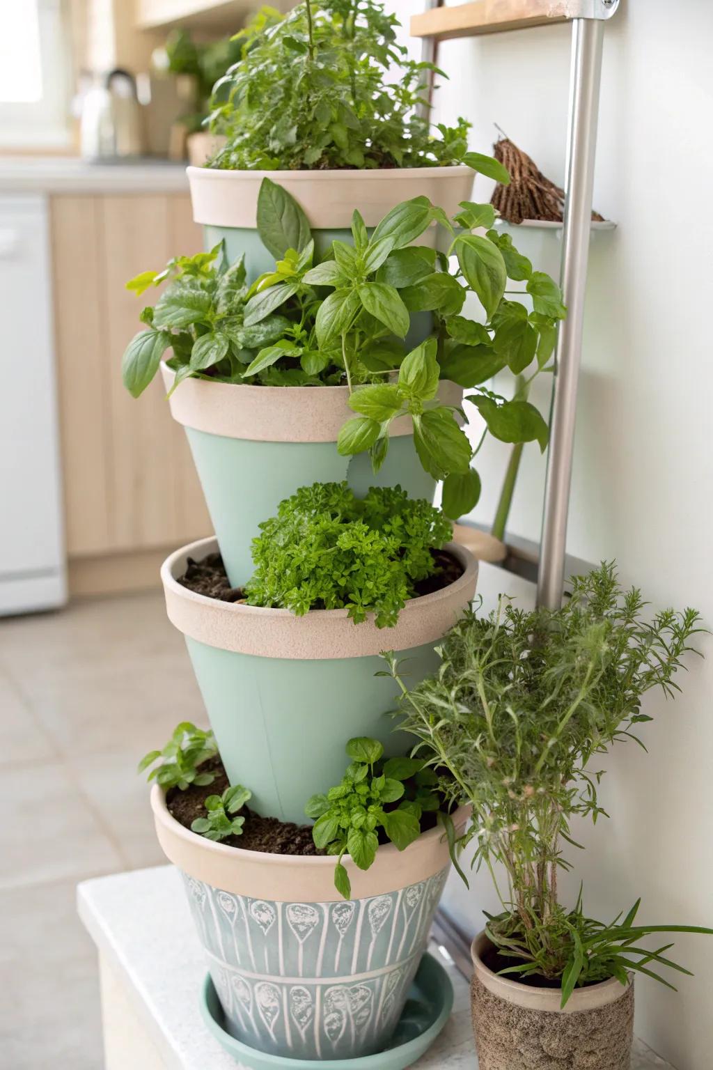 Upward herb display improving dimension.