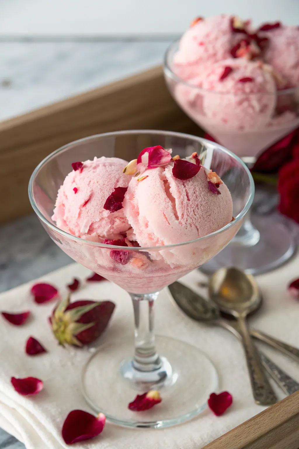 Blossom sweet cream offers a gentle and scented dessert choice.