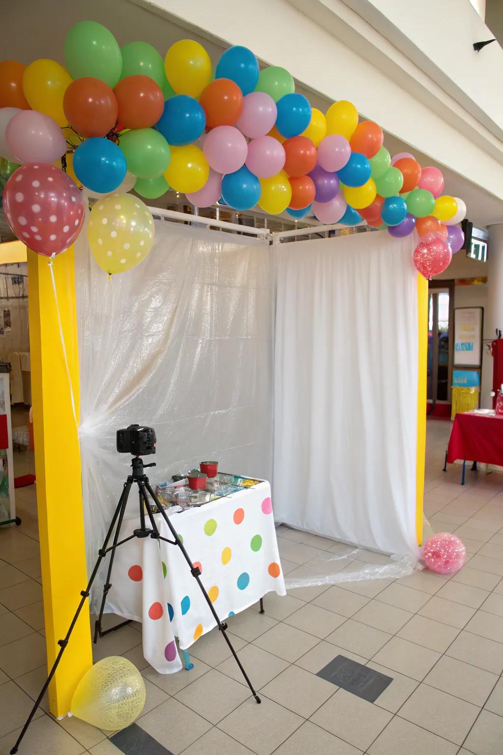 Fashion a fun snapshot station backdrop with cloths.