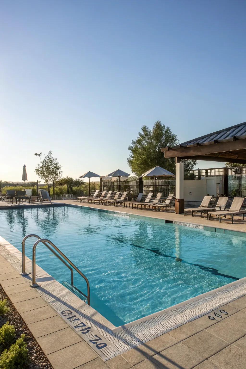 Wide pool trim creates the best lounge spot.