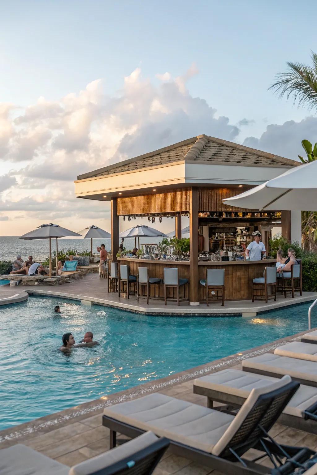 A swim-up bar contributes a hint of luxury and convenience to your pool.