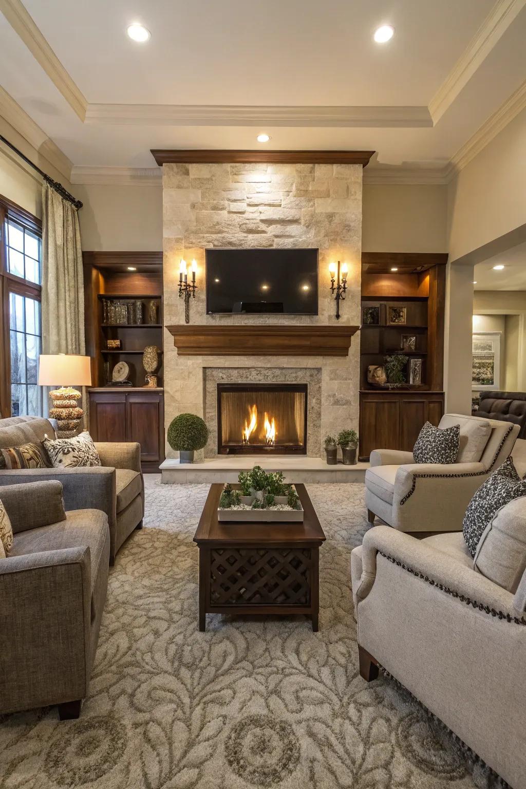 Hearths offer warmth and a natural focal point.