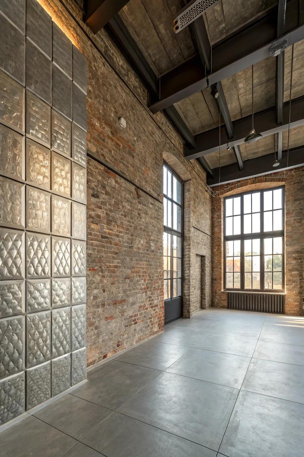 Industrial-style tiles add a modern edge to this loft.