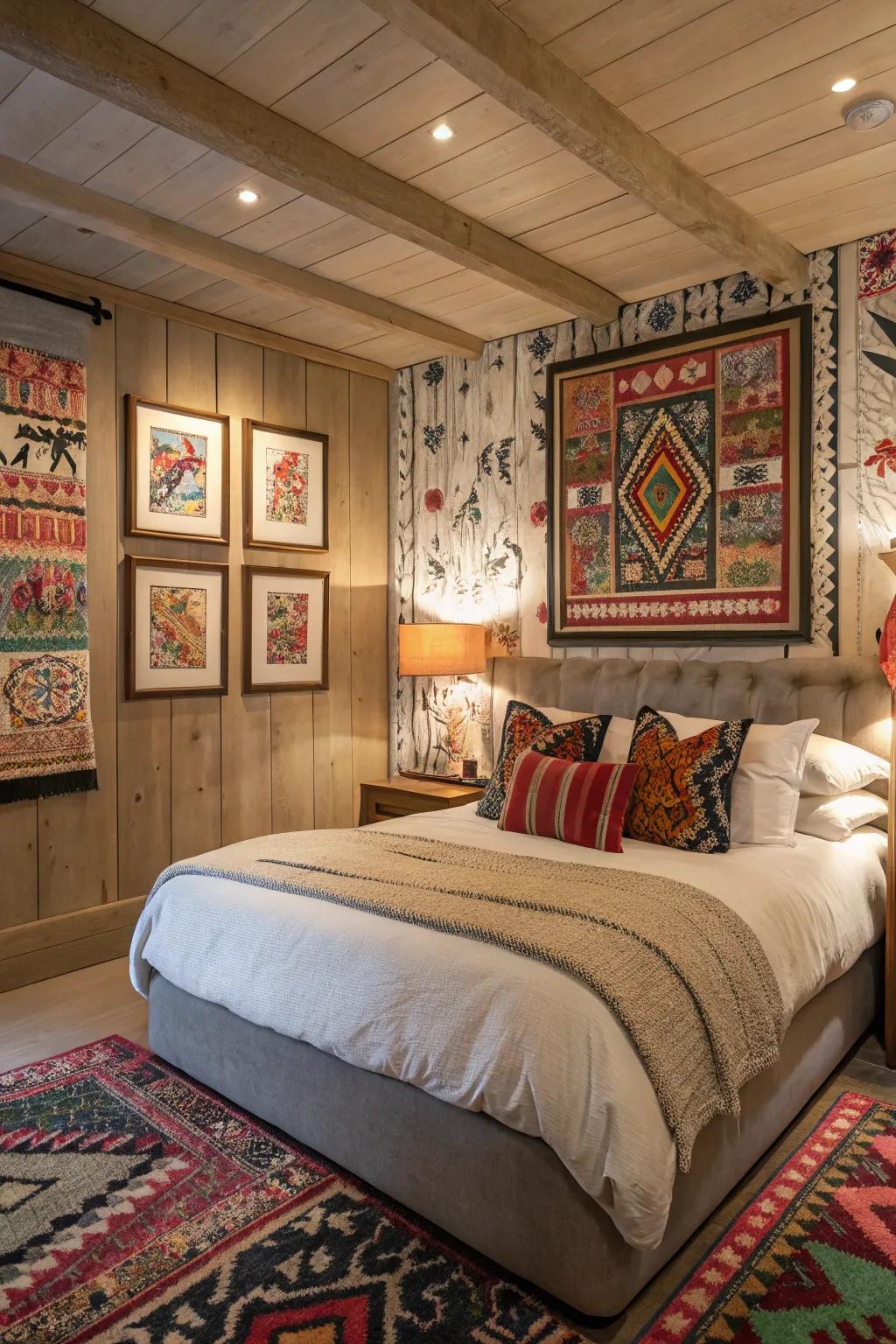 The room's vibe is transformed and elevated by bold art pieces.