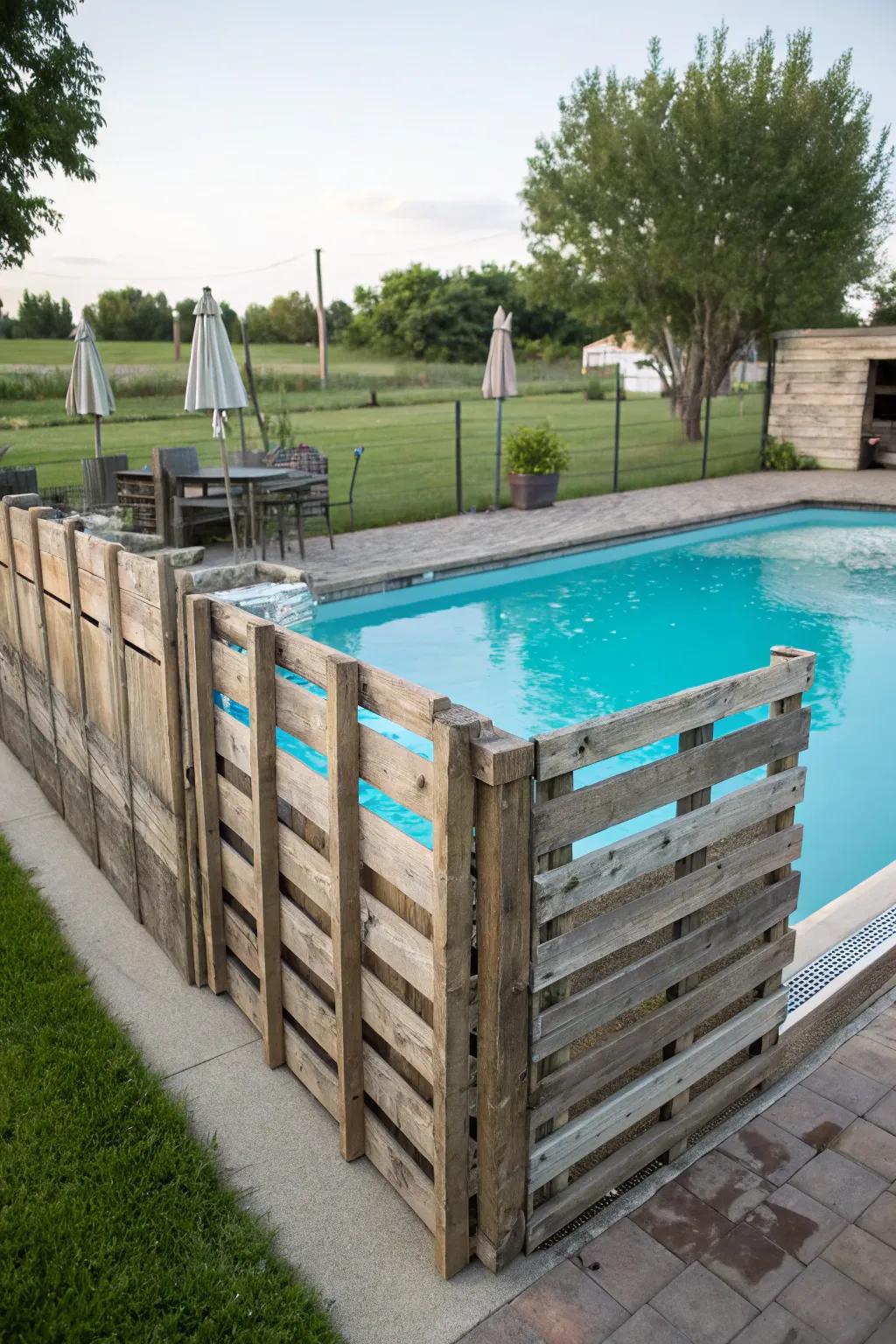 Skid fencing providing budget-friendly, country charm.