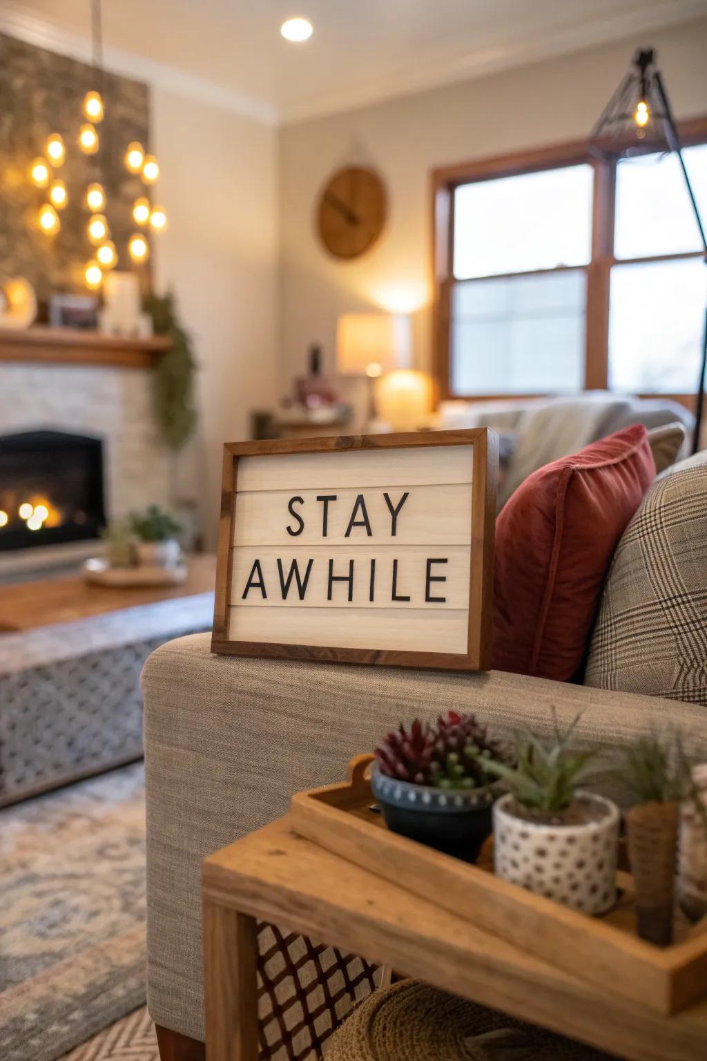 Encourage guests to relax with 'Make Yourself at Home'.