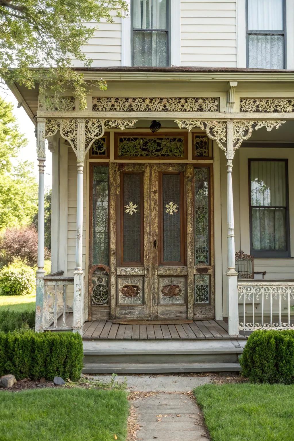 A vintage-style screen door adds character to this historic home.