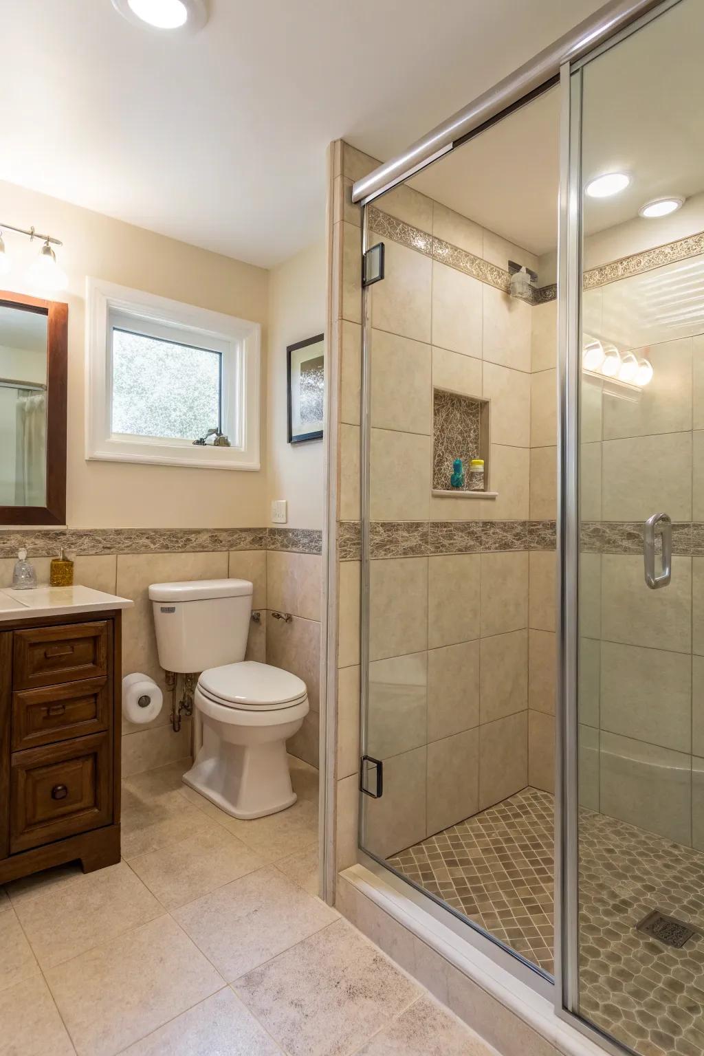 Partial walls provide privacy without compromising spaciousness.