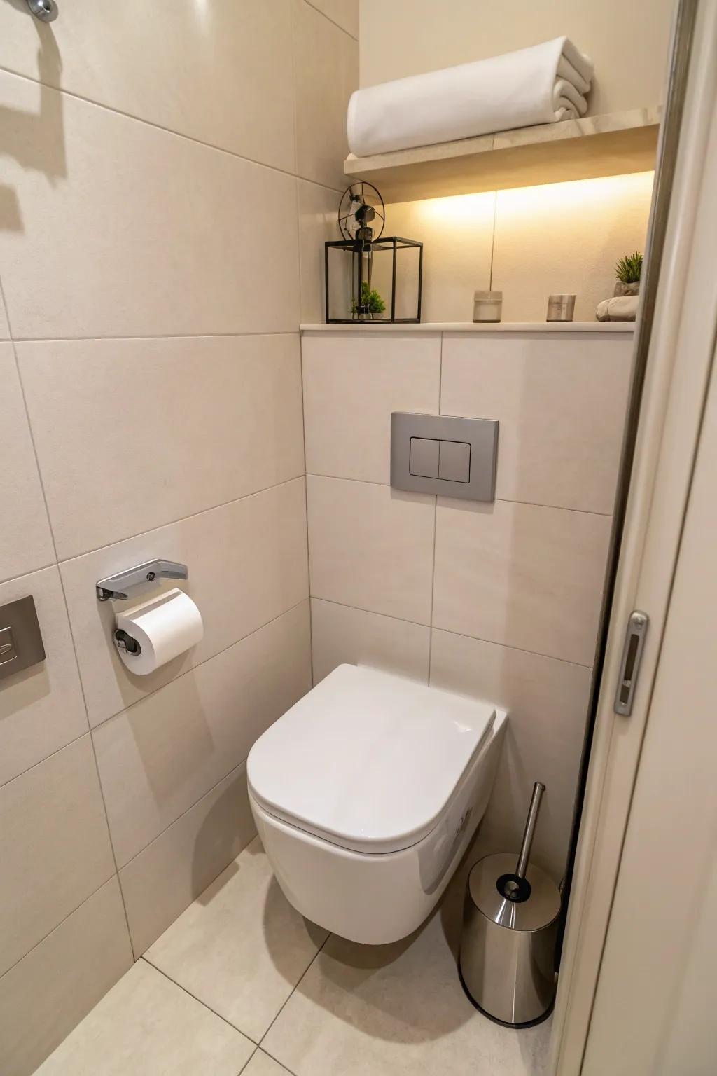 Wall-mounted toilets combine design with practicality.
