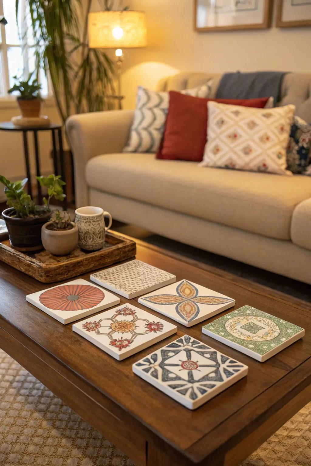Decorative discs bringing a stylish touch to the table.