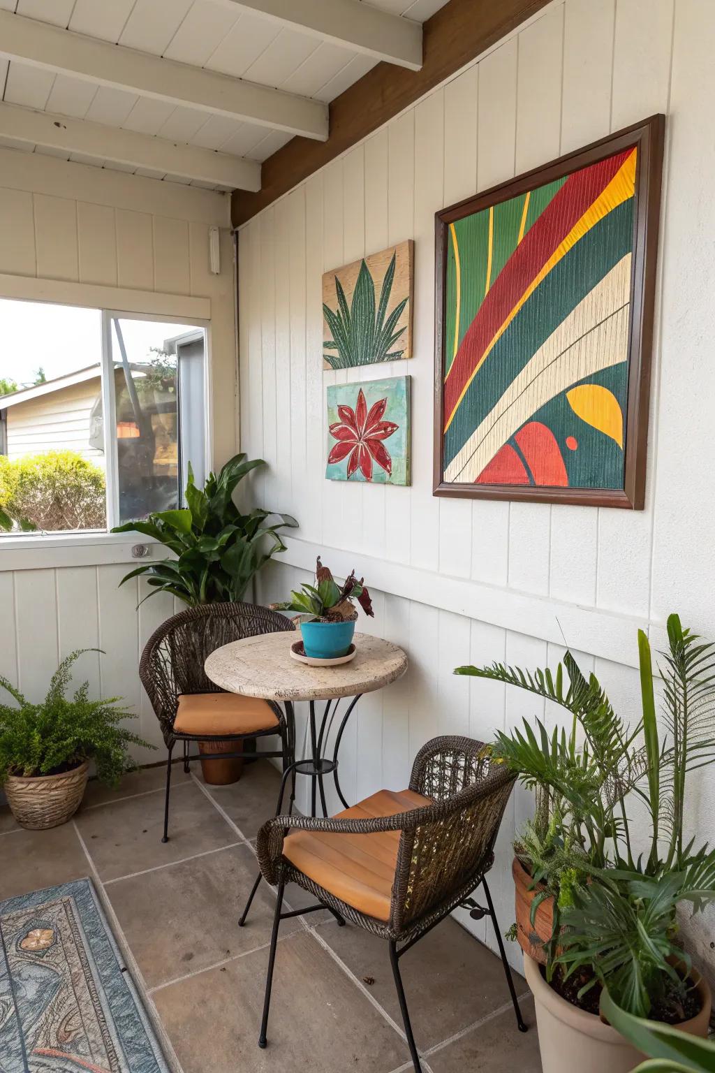 Infuse your lanai with energy and color through vibrant wall art.