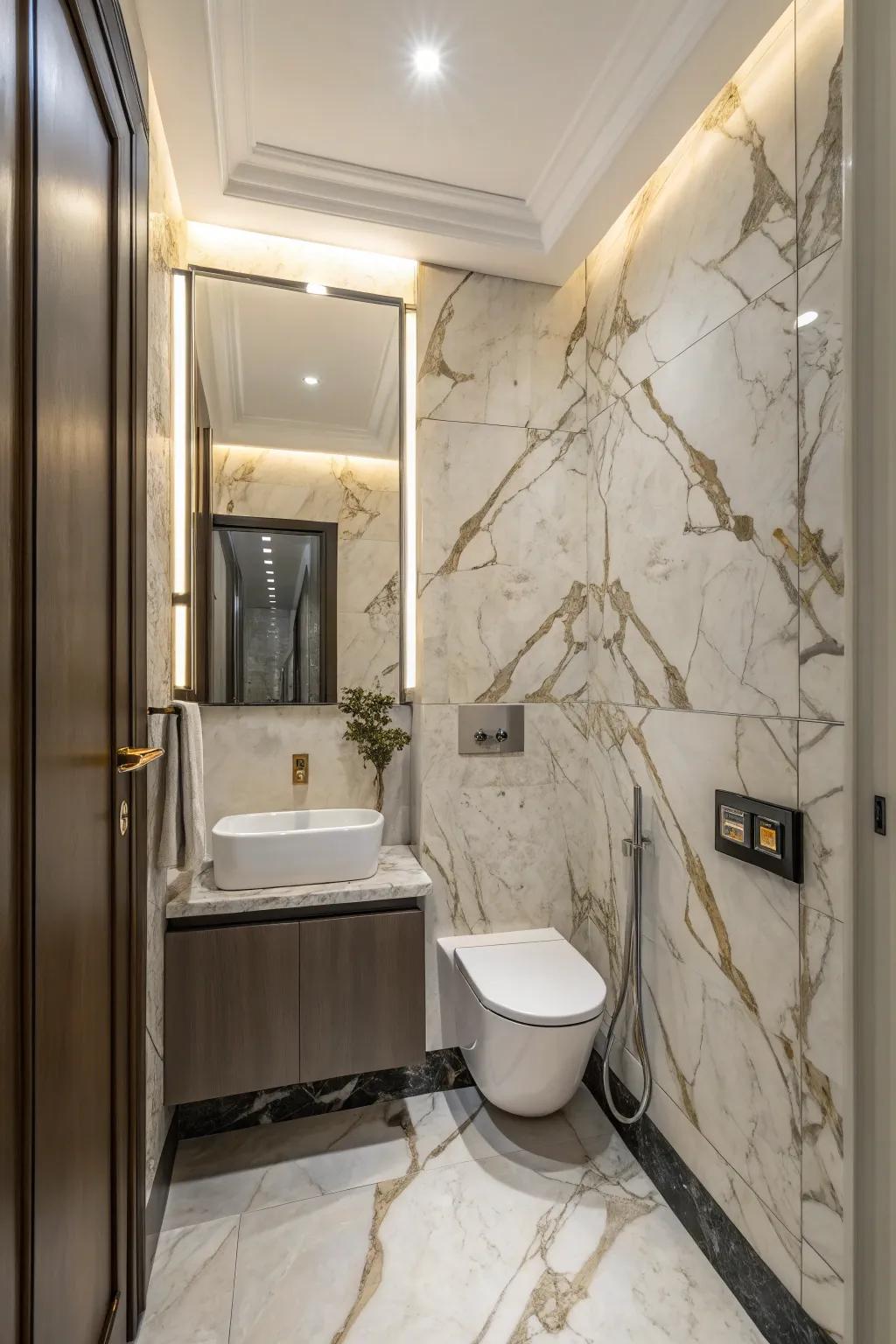 Marble coverings exude luxury and elegance.