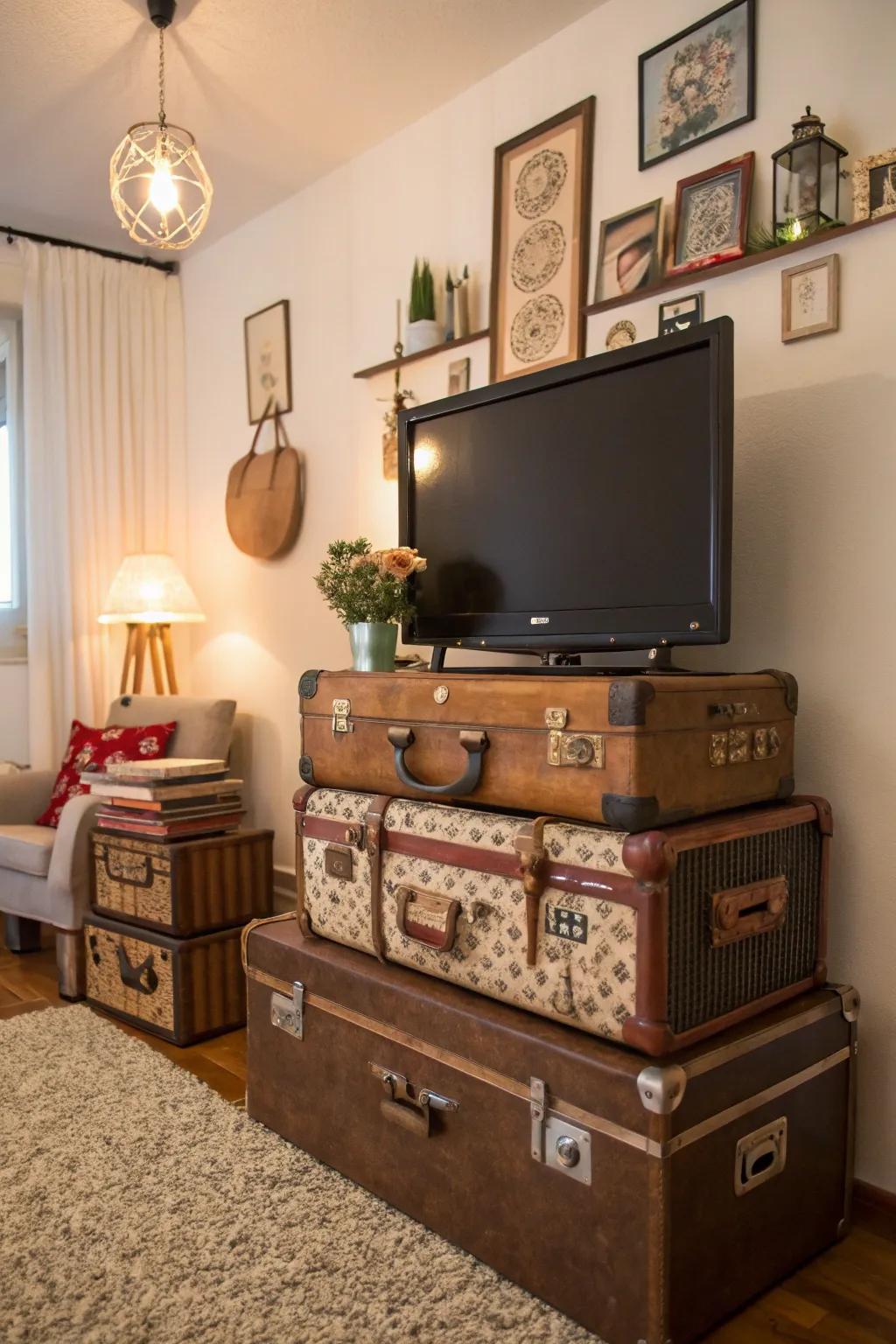 Vintage luggage is charming and useful.